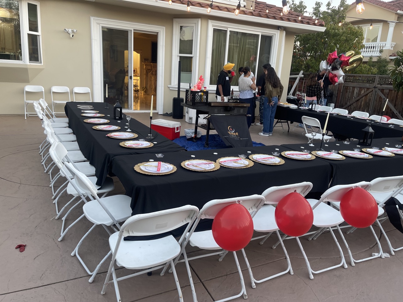 Backyard birthday party with balloons in Arizona