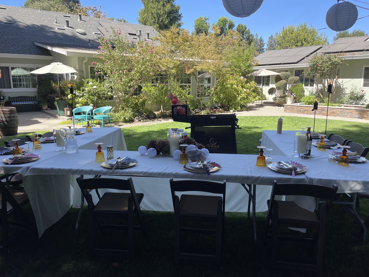 Backyard hibachi party table setup in Vallejo, CA