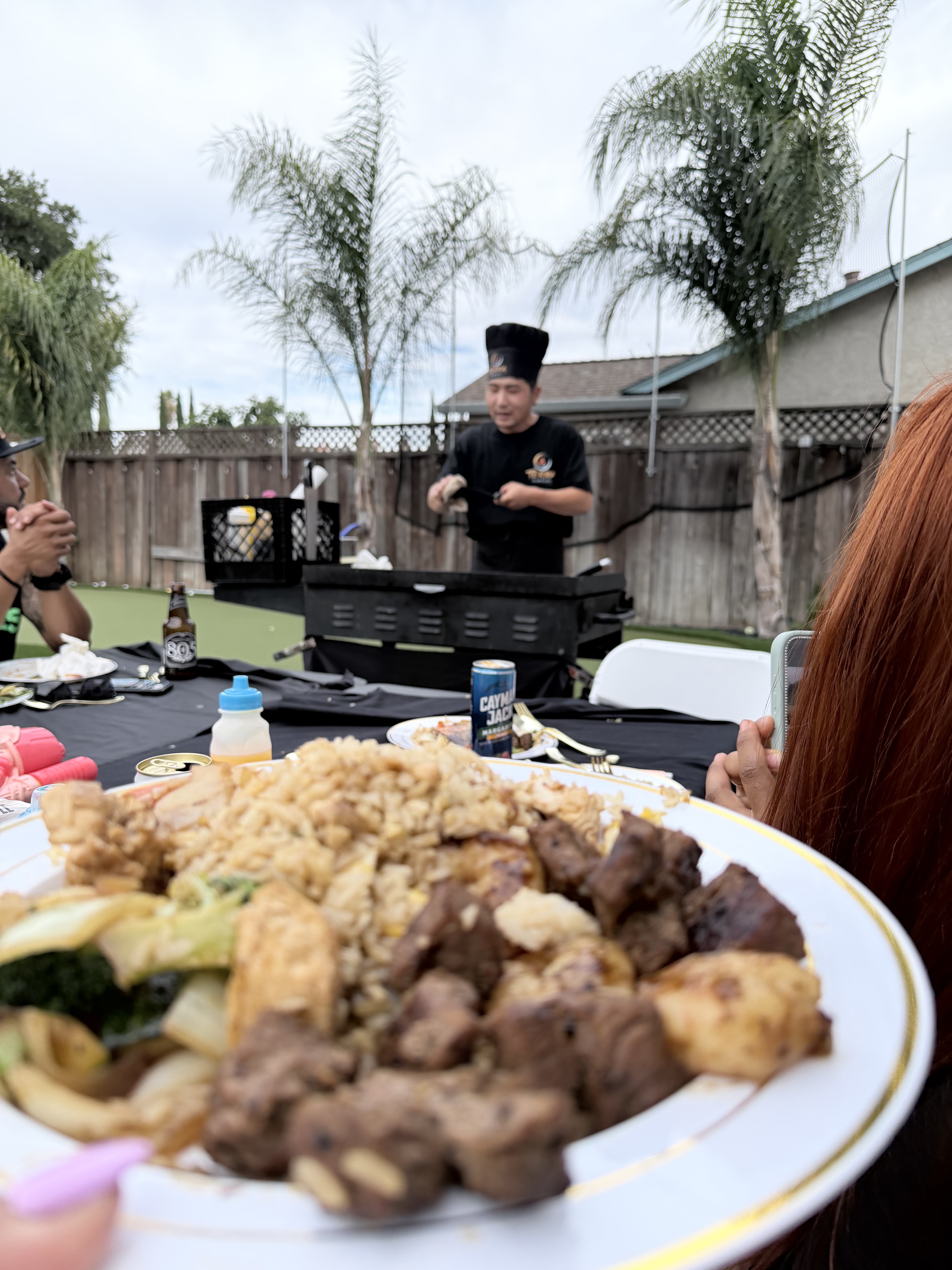 Teppanyaki food grilling over open flames in Vacaville, CA