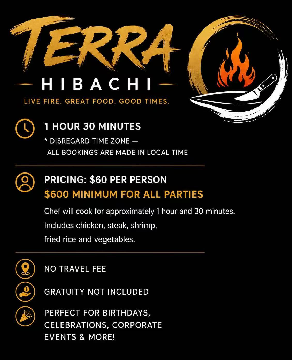 Terra Hibachi booking information